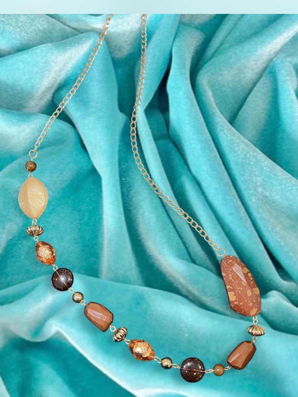 Brown Gemstone Bead Necklace - Women Jewelry
